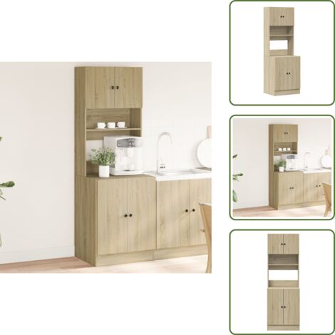 The Living Store Mueble de cocina madera de ingeniería roble Sonoma 60x50x180 cm - Mueble cocina