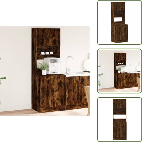 The Living Store Mueble de cocina madera ingeniería roble ahumado 60x50x180 cm - Mueble de cocina