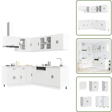 The Living Store Mueble de cocina Porto blanco 11 piezas madera contrachapada - Muebles de cocina