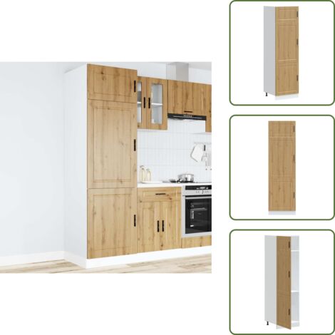 The Living Store Mueble de cocina Porto de madera contrachapada roble artesanal - Almacenamiento de cocina