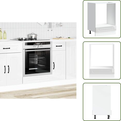 The Living Store Mueble de horno Kalmar alto brillo blanco madera reconstituida - Horno