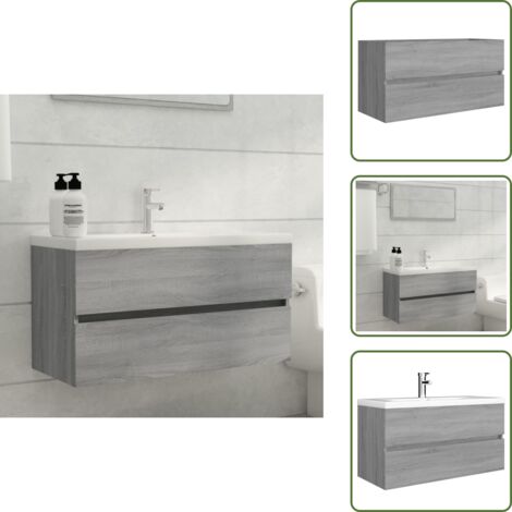 The Living Store Mueble de lavabo madera de ingeniería gris Sonoma 90x38,5x45cm - Mueble de lavabo