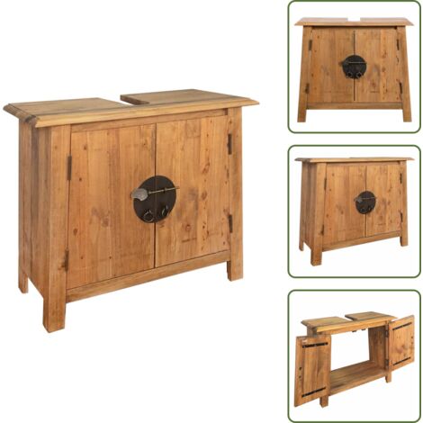 The Living Store Mueble de lavabo madera maciza de pino 70x32x63 cm - Mueble de tocador
