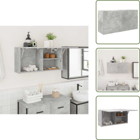 The Living Store Mueble de pared baño madera ingeniería gris hormigón 80x25x40cm - Muebles de baño