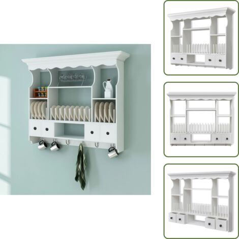 The Living Store Mueble de pared para cocina de madera blanco - Armario de pared