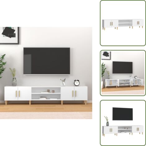 The Living Store Mueble de TV blanco 180x31,5x40 cm madera de ingeniería - Mueble blanco