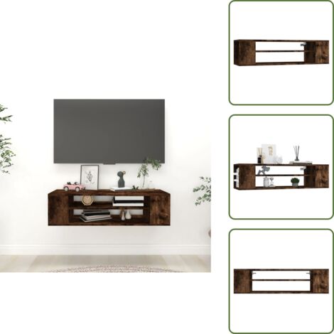 The Living Store Mueble de TV colgante madera roble ahumado 100x30x26,5 cm - Almacenamiento
