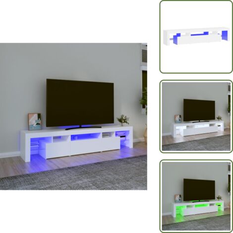 The Living Store Mueble de TV con luces LED blanco 200x36,5x40 cm - Luz LED RGB
