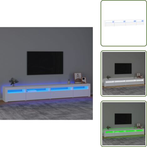 The Living Store Mueble de TV con luces LED blanco 270x35x40 cm - Luz LED RGB