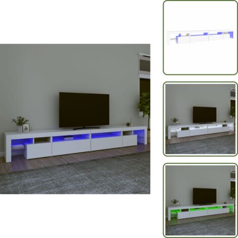The Living Store Mueble de TV con luces LED blanco 290x36,5x40 cm - Luz LED RGB