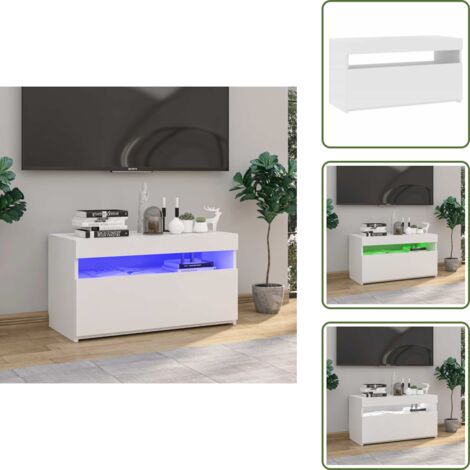 The Living Store Mueble de TV con luces LED blanco 75x35x40 cm - Luz LED
