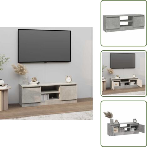 The Living Store Mueble de TV con puerta gris hormigón 102x30x36 cm - Mueble de sala