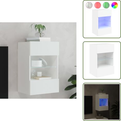 The Living Store Mueble de TV de pared con luces LED blanco 40x30x60,5 cm - TV