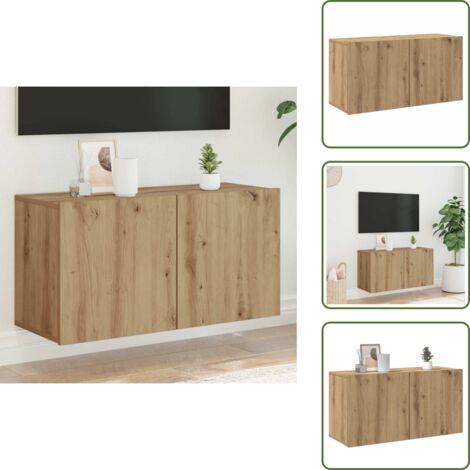 The Living Store Mueble de TV de pared roble artisian 80x30x41 cm - Mueble de pared