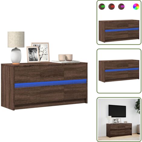 The Living Store Mueble de TV LED madera ingeniería marrón roble 100x34x50 cm - Madera de ingeniería