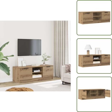 The Living Store Mueble de TV madera contrachapada artisan roble 102x35x36,5 cm - Madera contrachapada