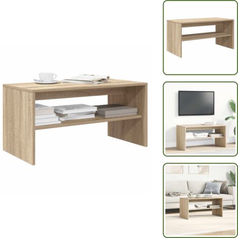 The Living Store Mueble de TV madera contrachapada roble Sonoma 80x40x40cm - Mesa de café