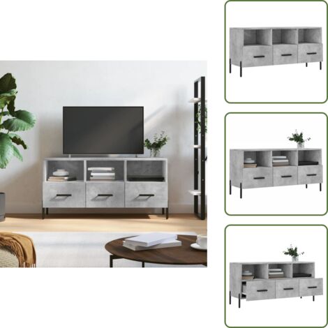 The Living Store Mueble de TV madera de ingeniería gris hormigón 102x36x50 cm - Madera contrachapada