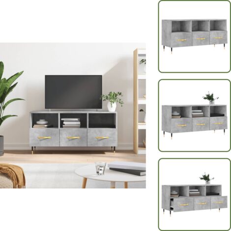 The Living Store Mueble de TV madera de ingeniería gris hormigón 102x36x50 cm - Madera contrachapada
