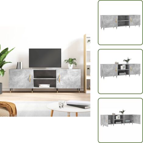 The Living Store Mueble de TV madera de ingeniería gris hormigón 150x30x50 cm - Madera contrachapada