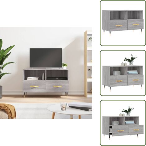 The Living Store Mueble de TV madera de ingeniería gris Sonoma 80x36x50 cm - Madera contrachapada