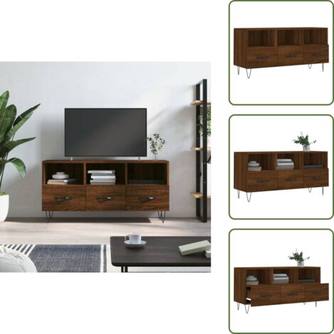 The Living Store Mueble de TV madera de ingeniería marrón roble 102x36x50 cm - Madera contrachapada