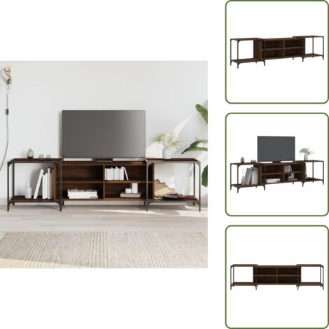 The Living Store Mueble de TV madera de ingeniería marrón roble 203x37x50 cm - Madera contrachapada