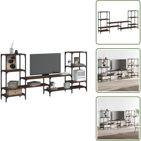The Living Store Mueble de TV madera de ingeniería marrón roble 206,5x28,5x95 cm - Almacenamiento