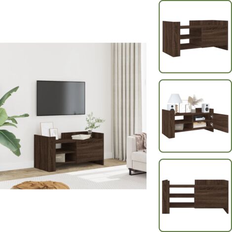 The Living Store Mueble de TV madera de ingeniería marrón roble 80x35x40 cm - Madera de ingeniería