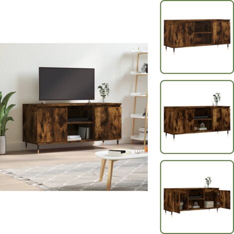 The Living Store Mueble de TV madera de ingeniería roble ahumado 104x35x50 cm - Madera contrachapada
