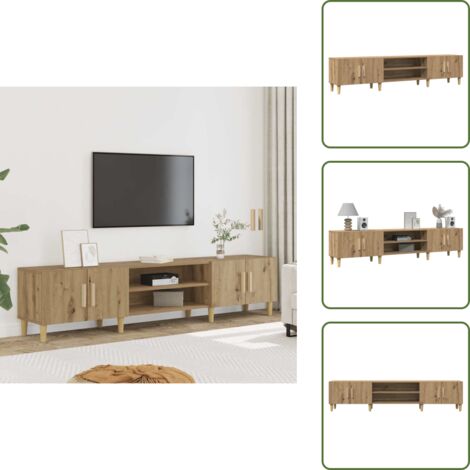 The Living Store Mueble de TV madera de ingeniería roble artisan 180x31,5x40 cm - Madera de ingeniería