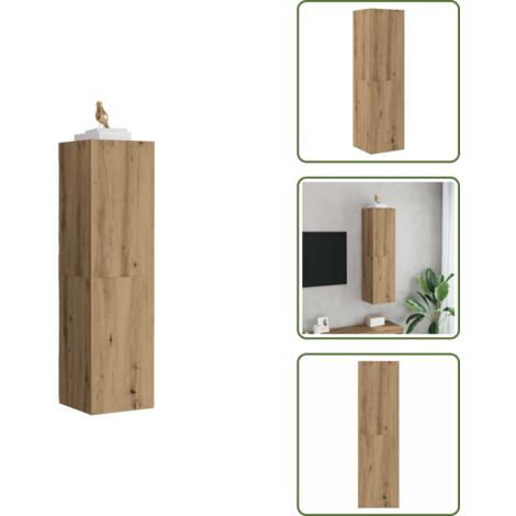 The Living Store Mueble de TV madera de ingeniería roble artisan 30,5x30x110 cm - Madera de ingeniería