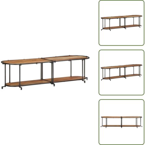 The Living Store Mueble de TV madera maciza de acacia 160x42x40 cm - Madera de acacia