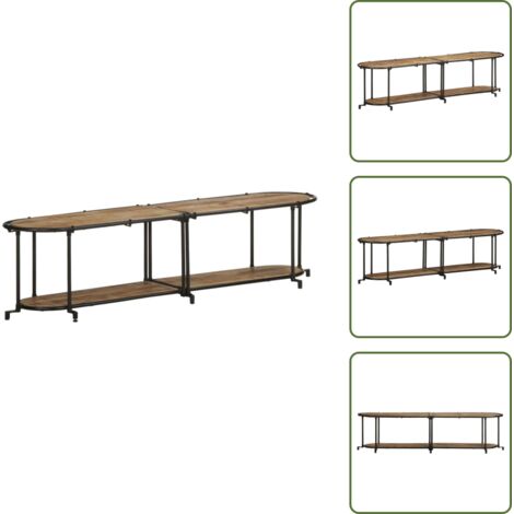 The Living Store Mueble de TV madera maciza de mango rugosa 160x42x40 cm - Madera de mango