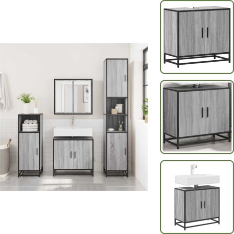 The Living Store Mueble lavabo baño madera contrachapada sonoma gris 65x33x60 cm - Lavabo