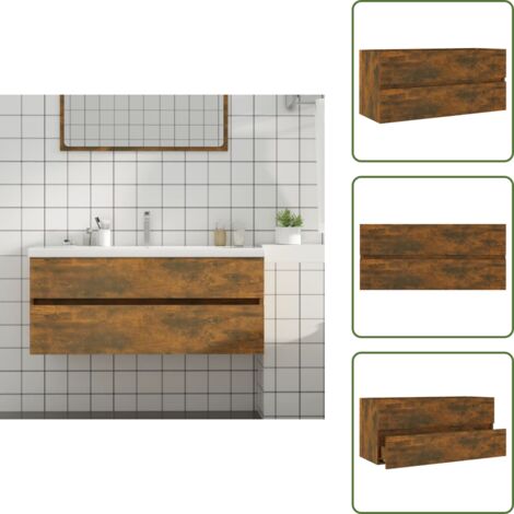 The Living Store Mueble lavabo madera contrachapada roble ahumado 100x38,5x45 cm - Mueble de baño