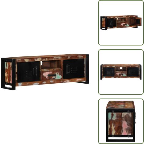 The Living Store Mueble para la TV 100x30x35 madera maciza reciclada - Madera reciclada