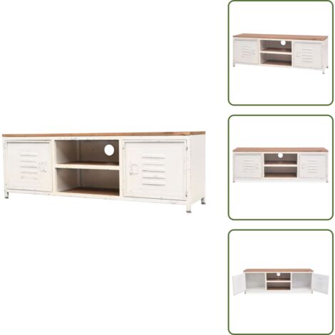 The Living Store Mueble para TV blanco 120x30x40 cm - Mueble industrial