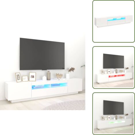 The Living Store Mueble para TV con luces LED blanco 200x35x40 cm - Luz LED