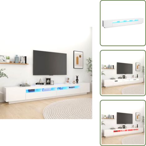 The Living Store Mueble para TV con luces LED blanco 300x35x40 cm - Luz LED RGB