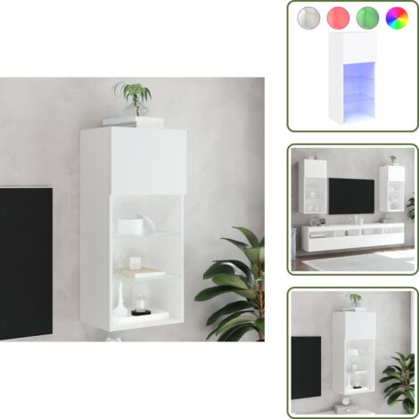 The Living Store Mueble para TV con luces LED blanco 40,5x30x90 cm - Luz LED