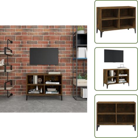 The Living Store Mueble para TV con patas de metal roble ahumado 69,5x30x50 cm - Mueble para TV
