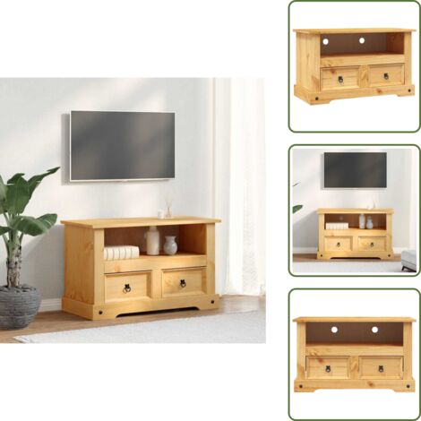 The Living Store Mueble para TV Corona Range de pino mexicano 91x43x56 cm - Armario de madera