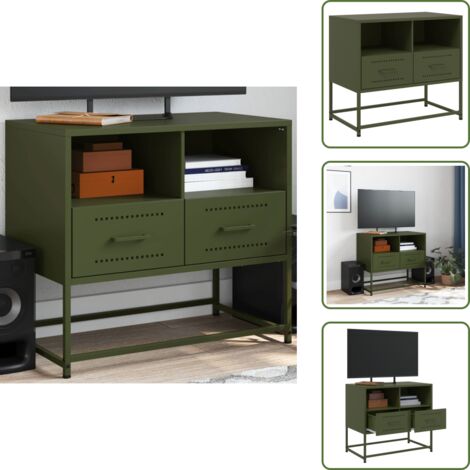 The Living Store Mueble para TV de acero verde oliva 68x39x60,5 cm - Acero verde oliva