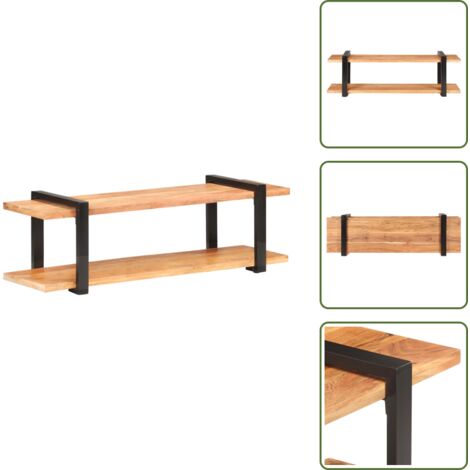 The Living Store Mueble para TV de madera maciza de acacia 130x40x40 cm - Mueble de madera
