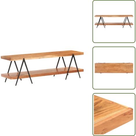 The Living Store Mueble para TV de madera maciza de acacia 160x40x50 cm - Madera maciza