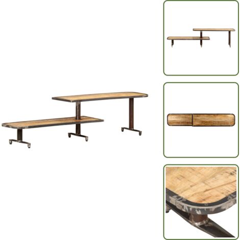 The Living Store Mueble para TV de madera maciza de mango 160x30x40 cm - Mueble de madera