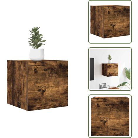 The Living Store Mueble para TV de pared color roble ahumado 30,5x30x30 cm - Mueble de pared