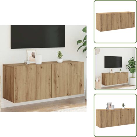 The Living Store Mueble para TV de pared roble artisian 100x30x41 cm - Mueble de pared