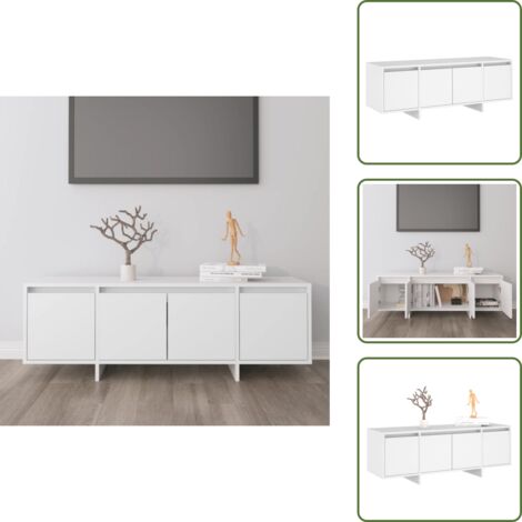 The Living Store Mueble para TV madera contrachapada blanco 120x30x40,5 cm - Mueble bajo para TV